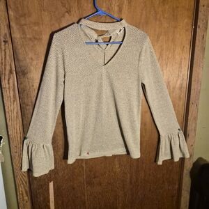 Hem & Thread Cream Long Sleeve Top